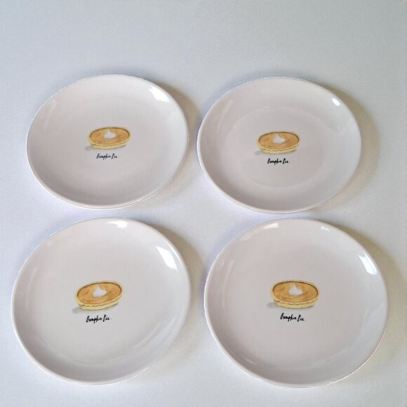 Set of 4 Rae Dunn Pumpkin Pie Dessert Plates Thanksgiving Fall Autumn 6" - Picture 1 of 8